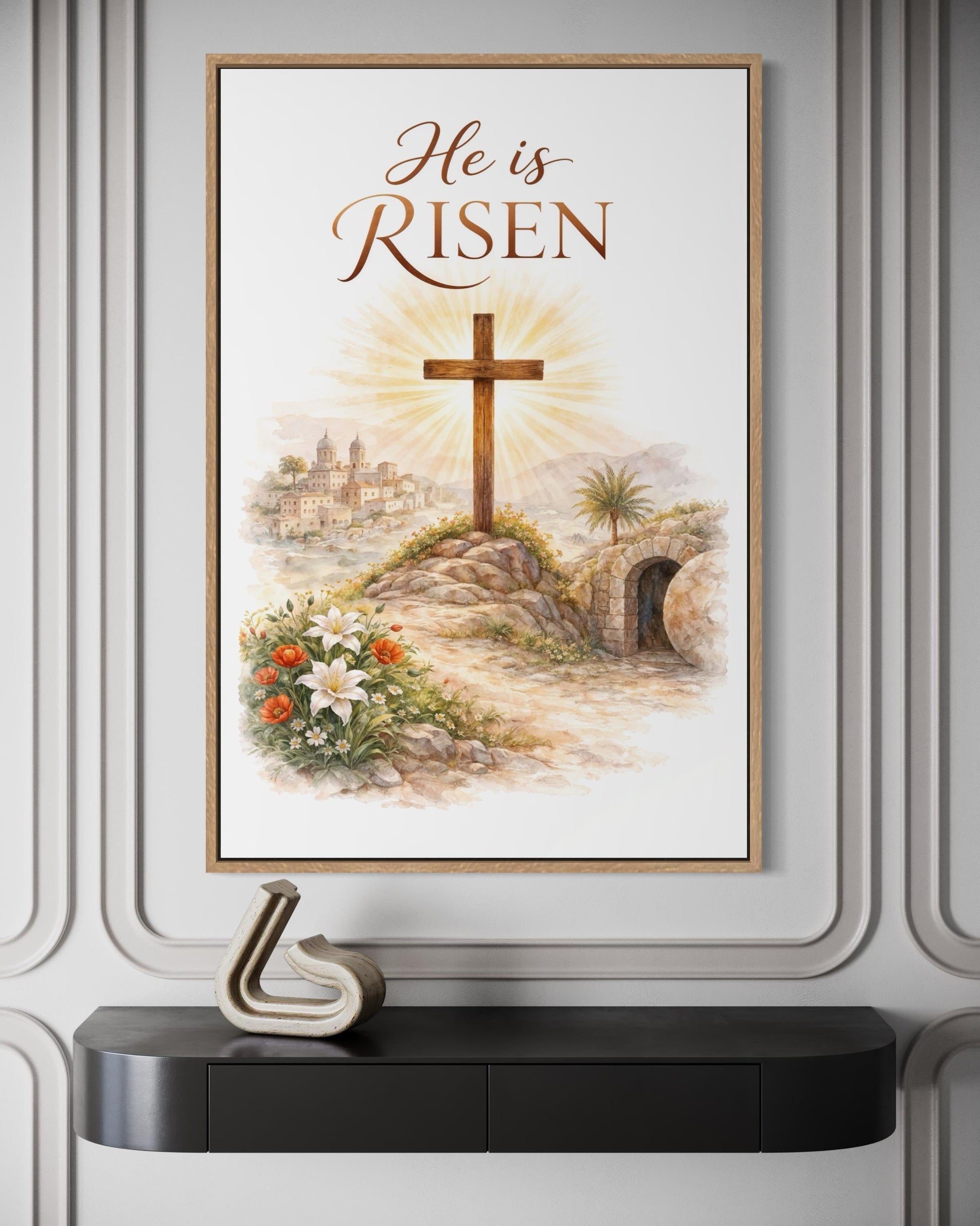 He Is Risen Wall Art – Christian Easter Decor | Resurrection Canvas Print