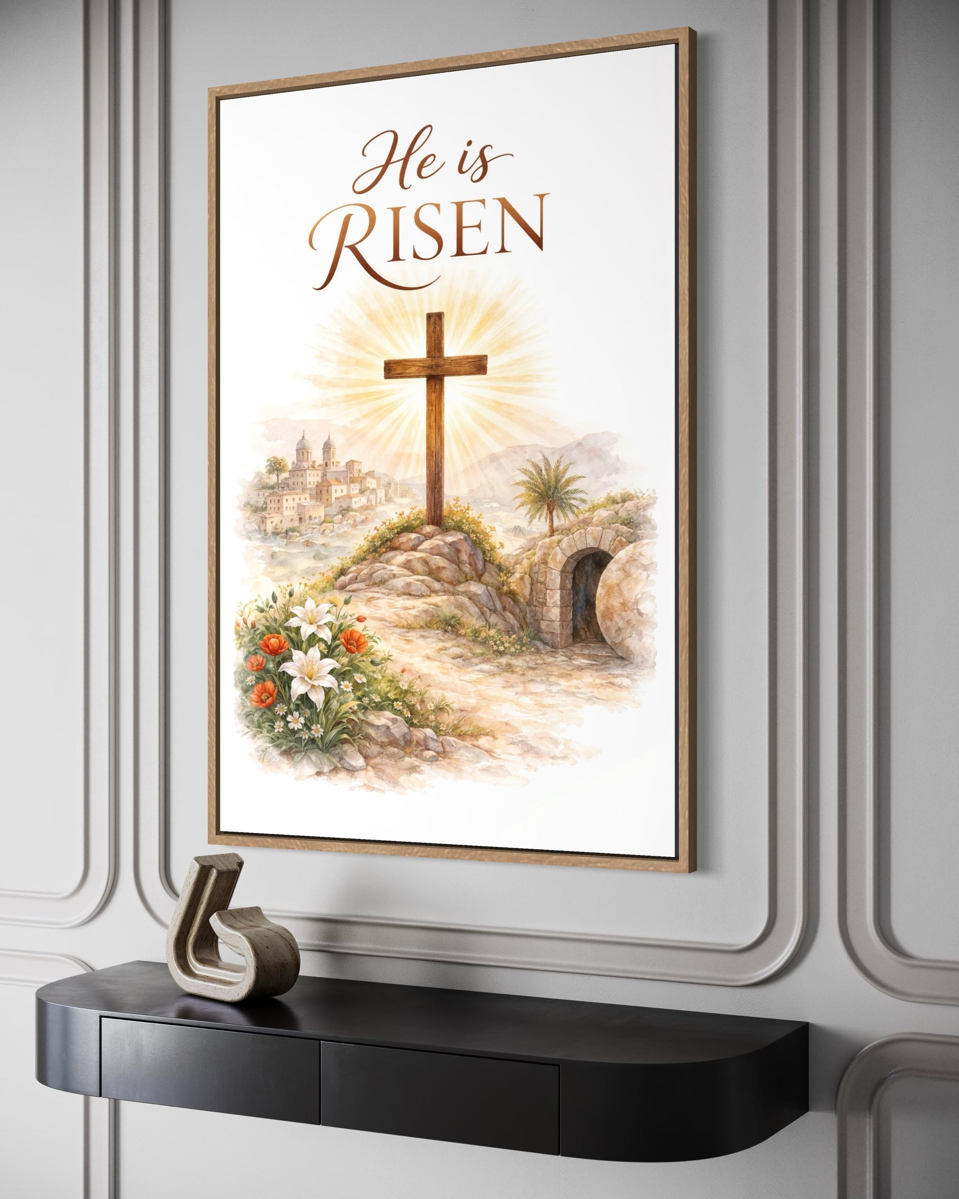 He Is Risen Wall Art – Christian Easter Decor | Resurrection Canvas Print