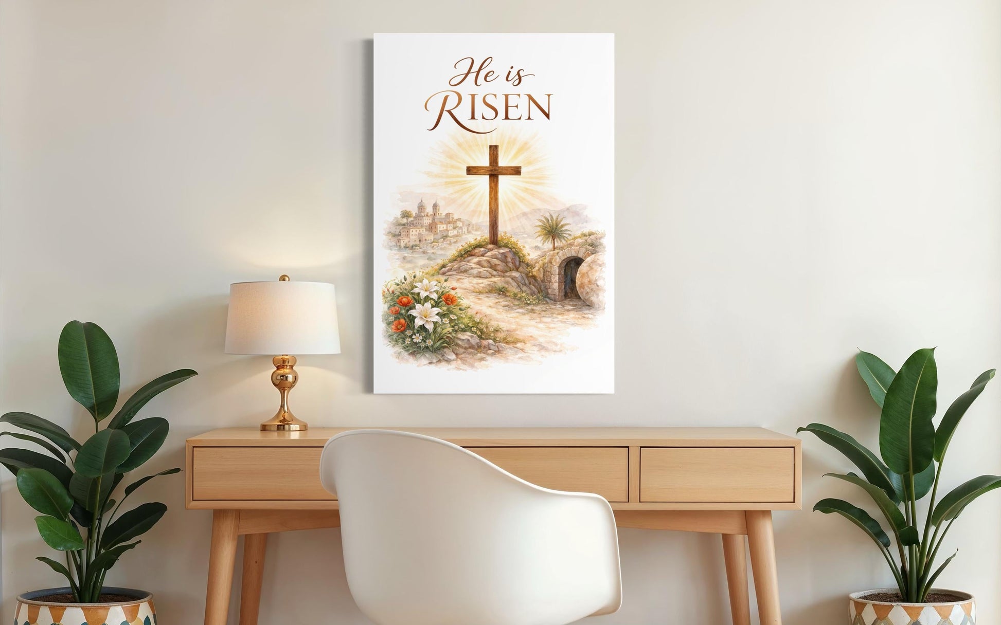 He Is Risen Wall Art – Christian Easter Decor | Resurrection Canvas Print