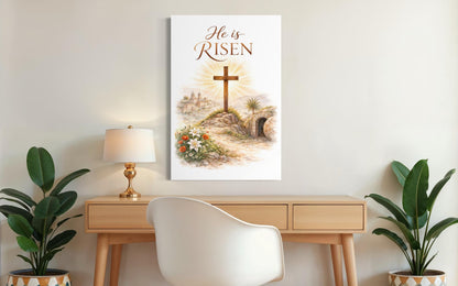 He Is Risen Wall Art – Christian Easter Decor | Resurrection Canvas Print