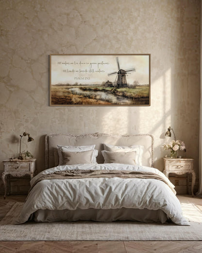 He Makes Me Lie Down in Green Pastures Psalm 23:2 Scripture Wall Art