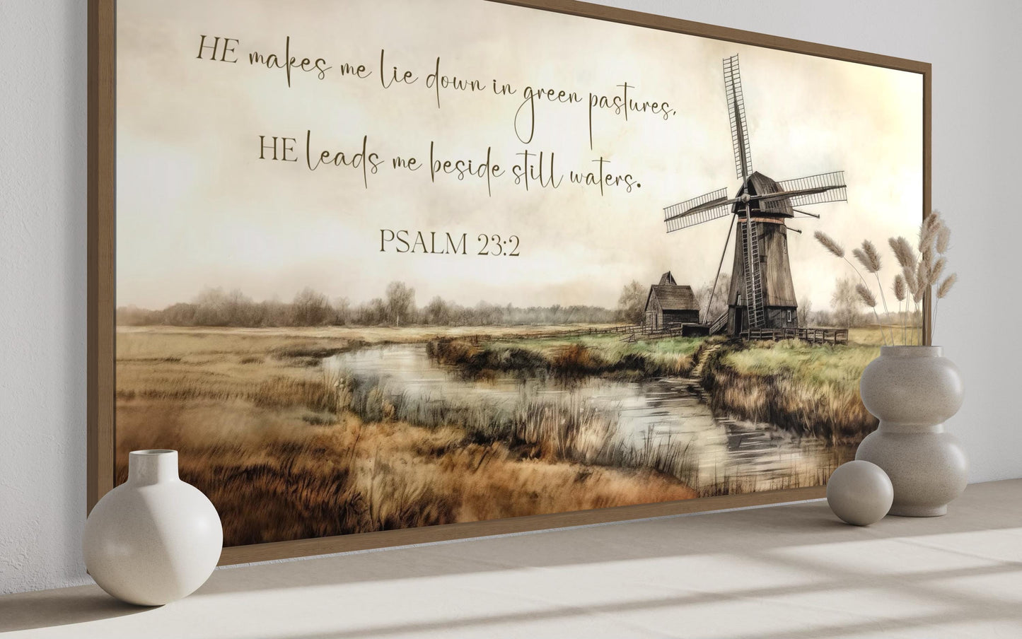 He Makes Me Lie Down in Green Pastures Psalm 23:2 Scripture Wall Art