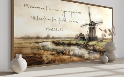 He Makes Me Lie Down in Green Pastures Psalm 23:2 Scripture Wall Art