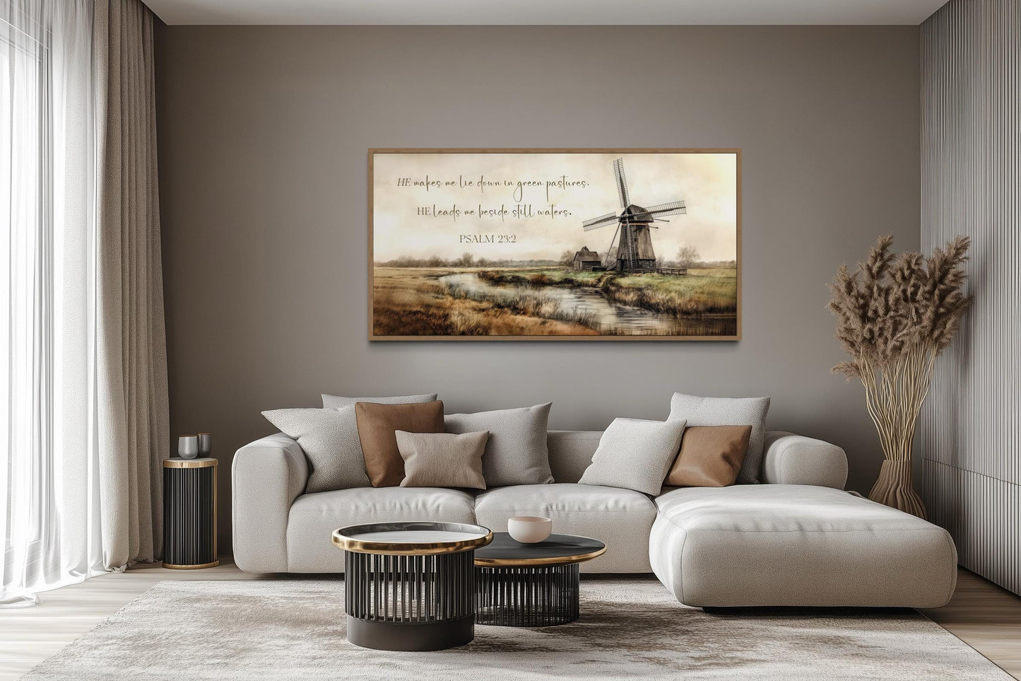 He Makes Me Lie Down in Green Pastures Psalm 23:2 Scripture Wall Art