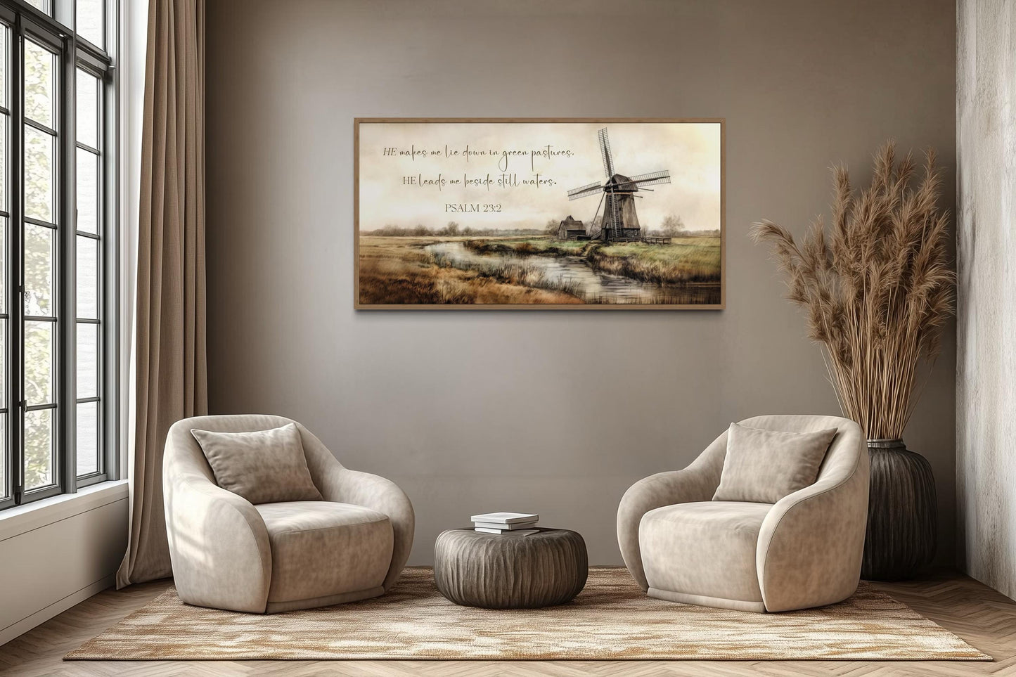 He Makes Me Lie Down in Green Pastures Psalm 23:2 Scripture Wall Art