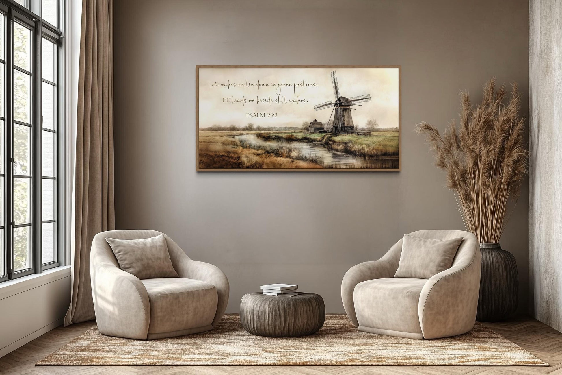 He Makes Me Lie Down in Green Pastures Psalm 23:2 Scripture Wall Art
