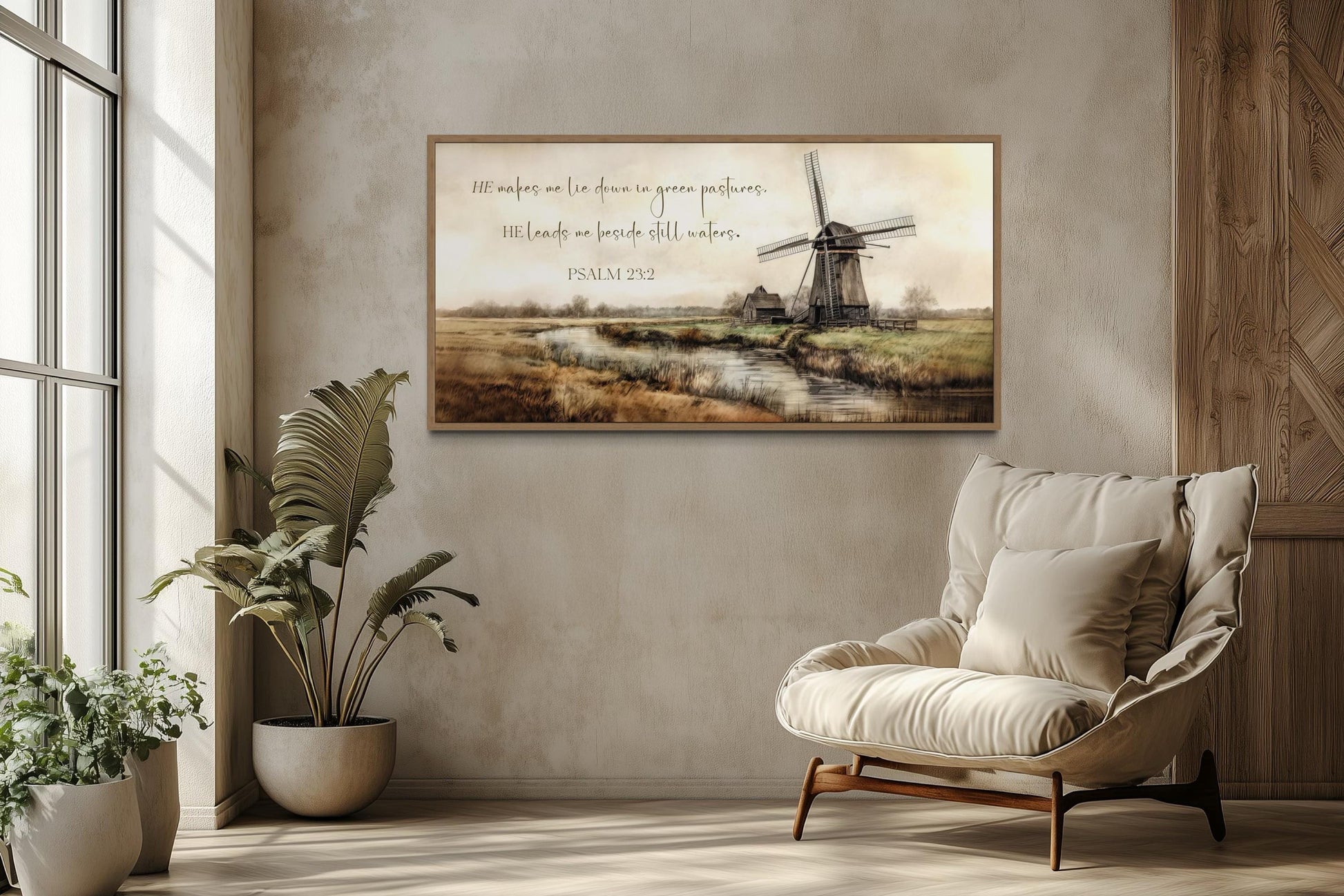 He Makes Me Lie Down in Green Pastures Psalm 23:2 Scripture Wall Art