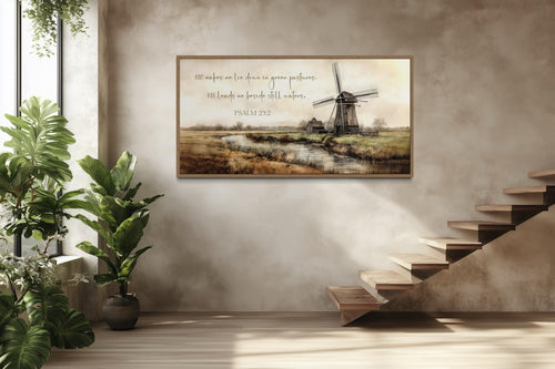 He Makes Me Lie Down in Green Pastures Psalm 23:2 Scripture Wall Art