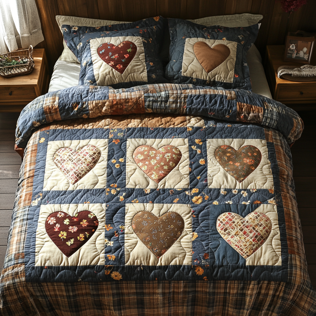 Hearth Bloom 3-Piece Quilted Bedding Set - Single (59" x 70")