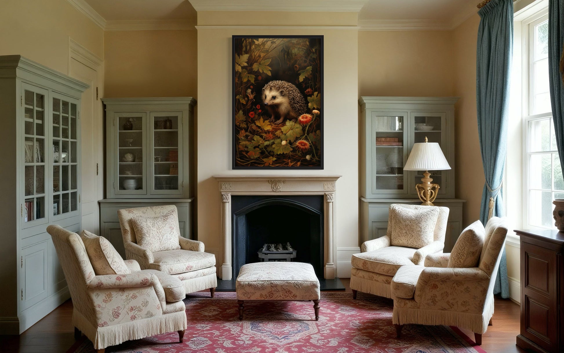 Hedgehog In The Forest Forestcore Framed Canvas Wall Art