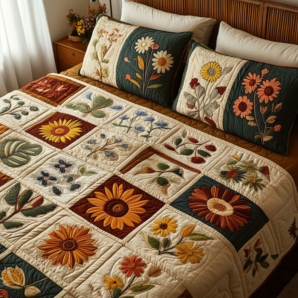 Heirloom Petals 3-Piece Quilted Bedding Set - Single (59" x 70")