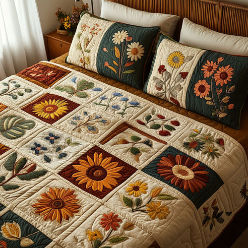Heirloom Petals 3-Piece Quilted Bedding Set - Single (59" x 70")