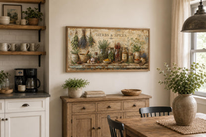 Herbs and Spices Wall Art - Vintage Kitchen Or Dining Room Canvas Print