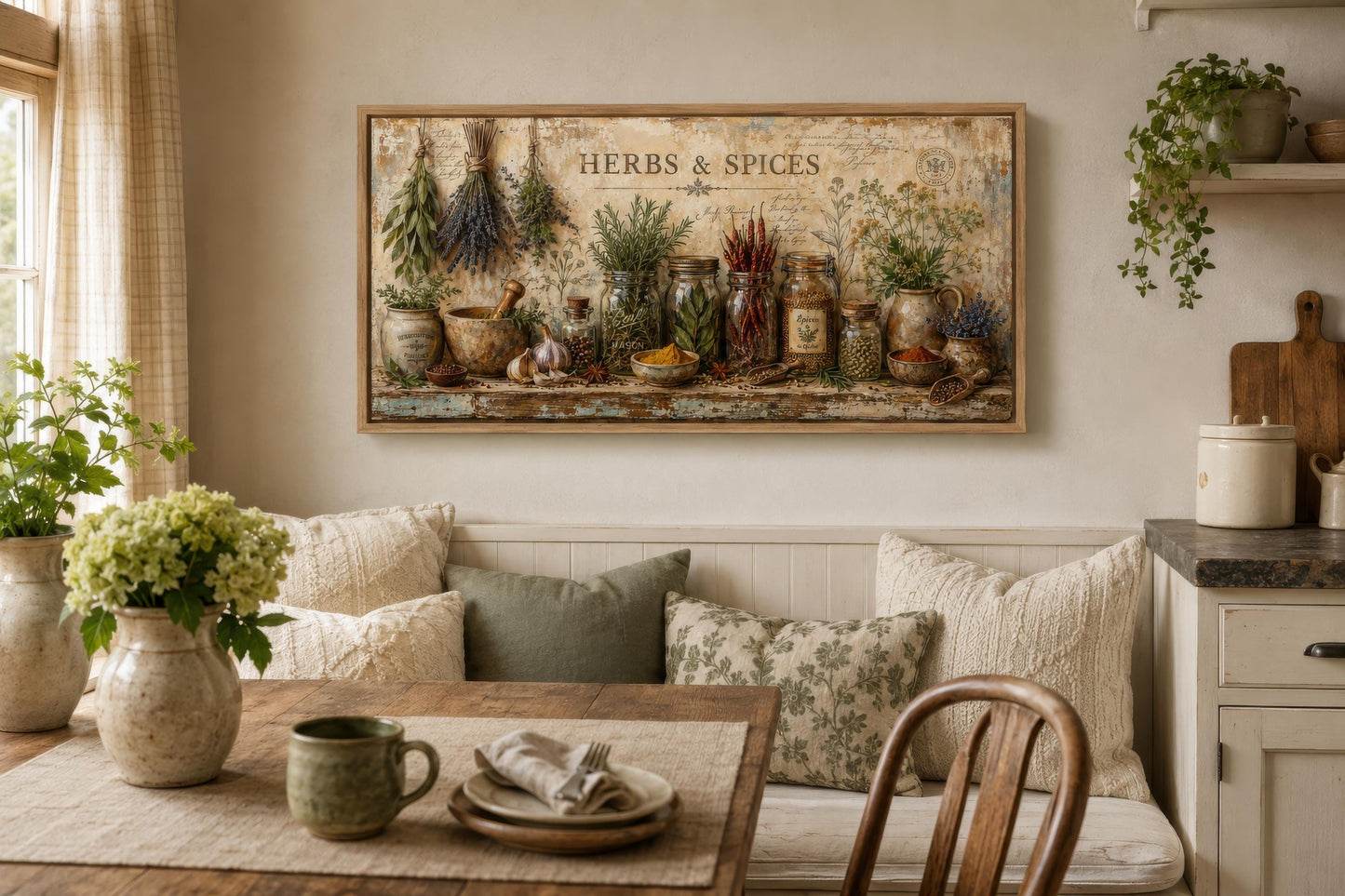 Herbs and Spices Wall Art - Vintage Kitchen Or Dining Room Canvas Print