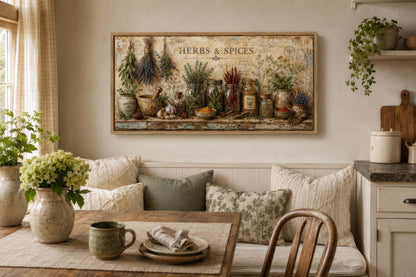 Herbs and Spices Wall Art - Vintage Kitchen Or Dining Room Canvas Print