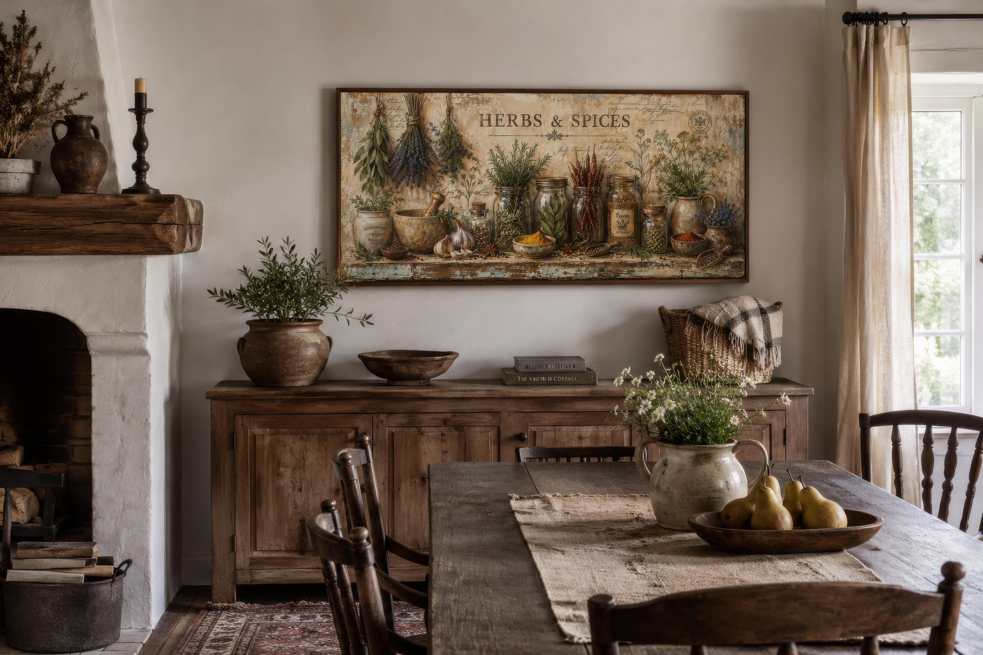 Herbs and Spices Wall Art - Vintage Kitchen Or Dining Room Canvas Print