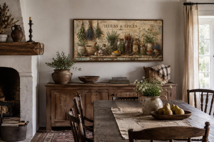 Herbs and Spices Wall Art - Vintage Kitchen Or Dining Room Canvas Print