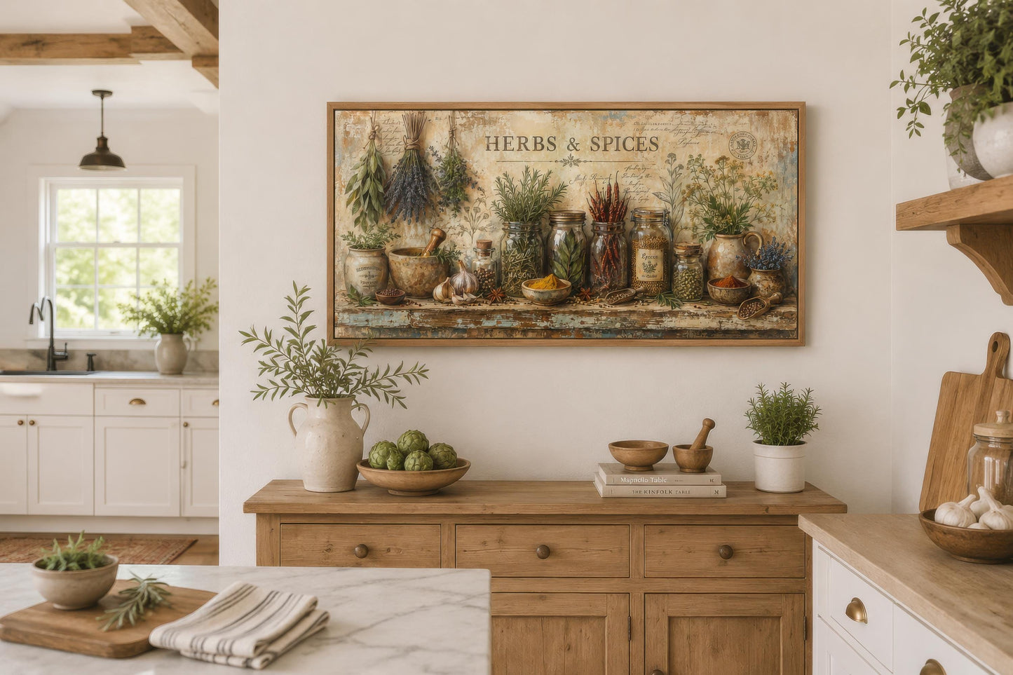 Herbs and Spices Wall Art - Vintage Kitchen Or Dining Room Canvas Print