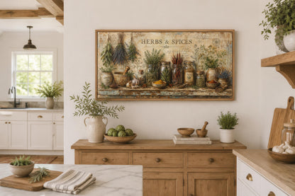 Herbs and Spices Wall Art - Vintage Kitchen Or Dining Room Canvas Print