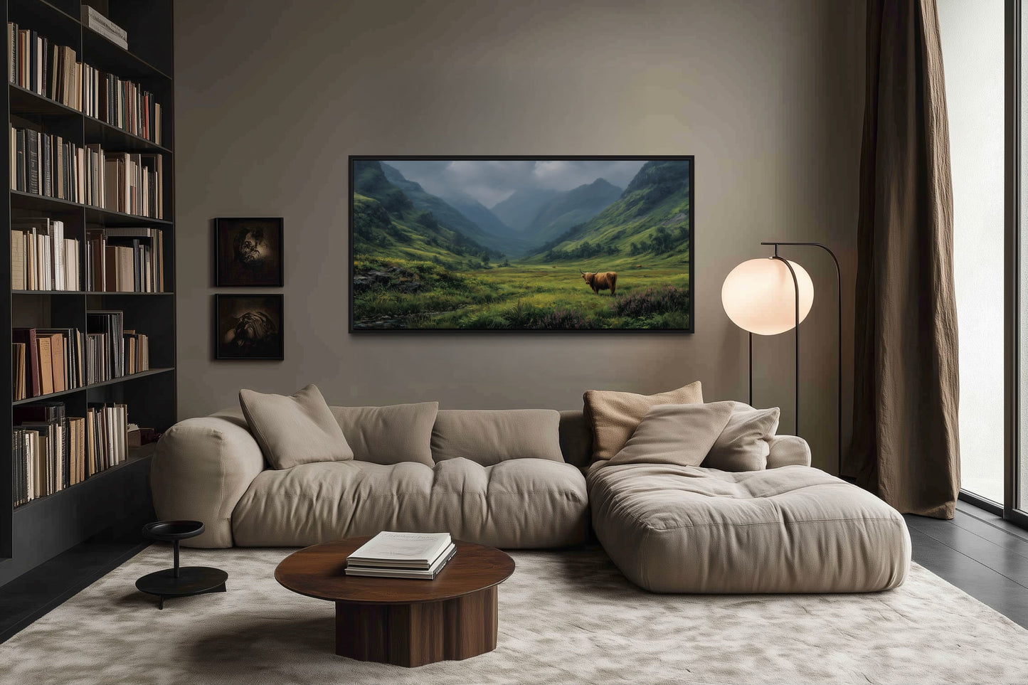 Highland Cow Wall Art – Rustic Farmhouse Wall Decor | Framed Canvas Print