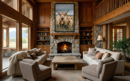 Highland Cow and Calf Photography Style Wall Art