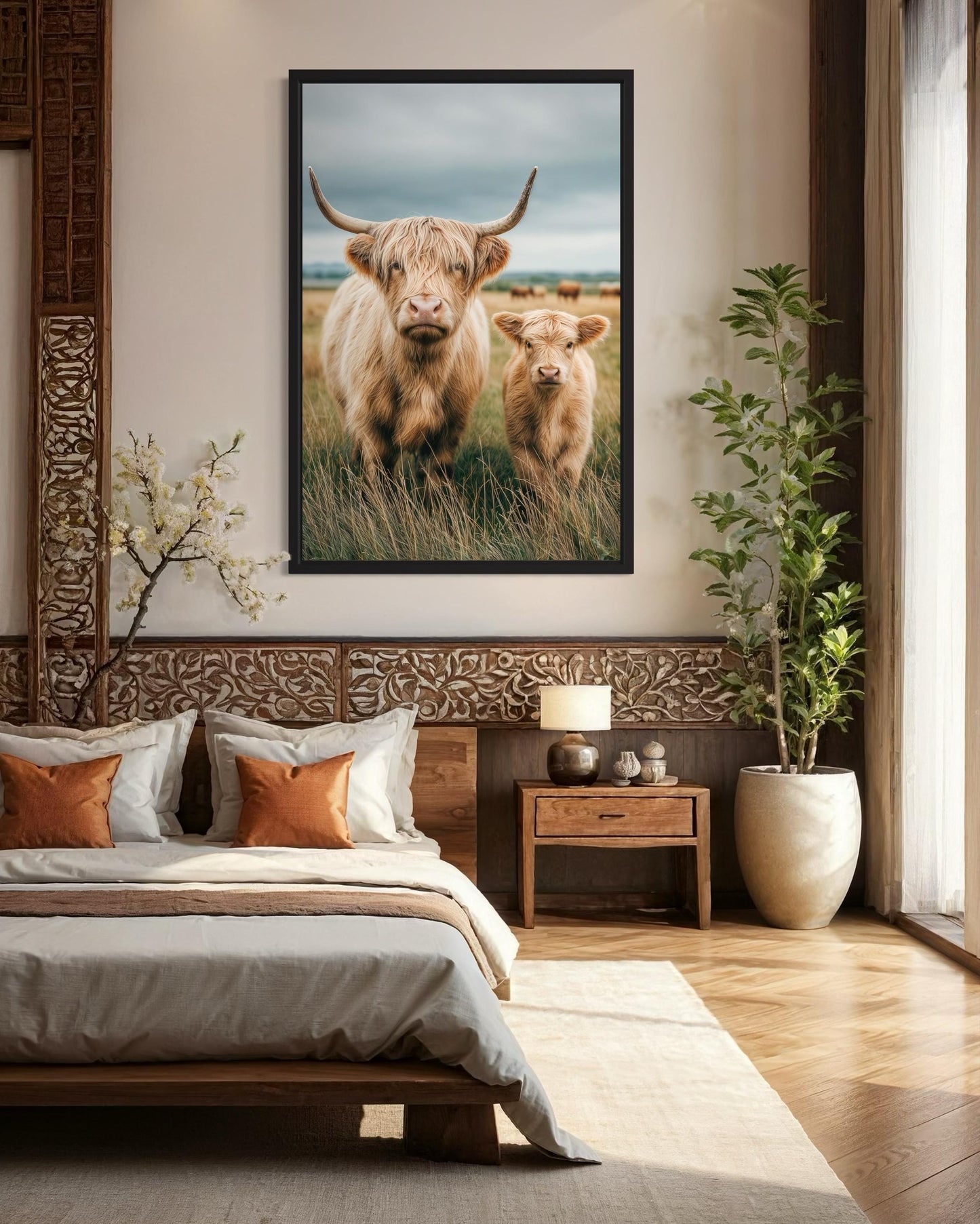 Highland Cow and Calf Photography Style Wall Art