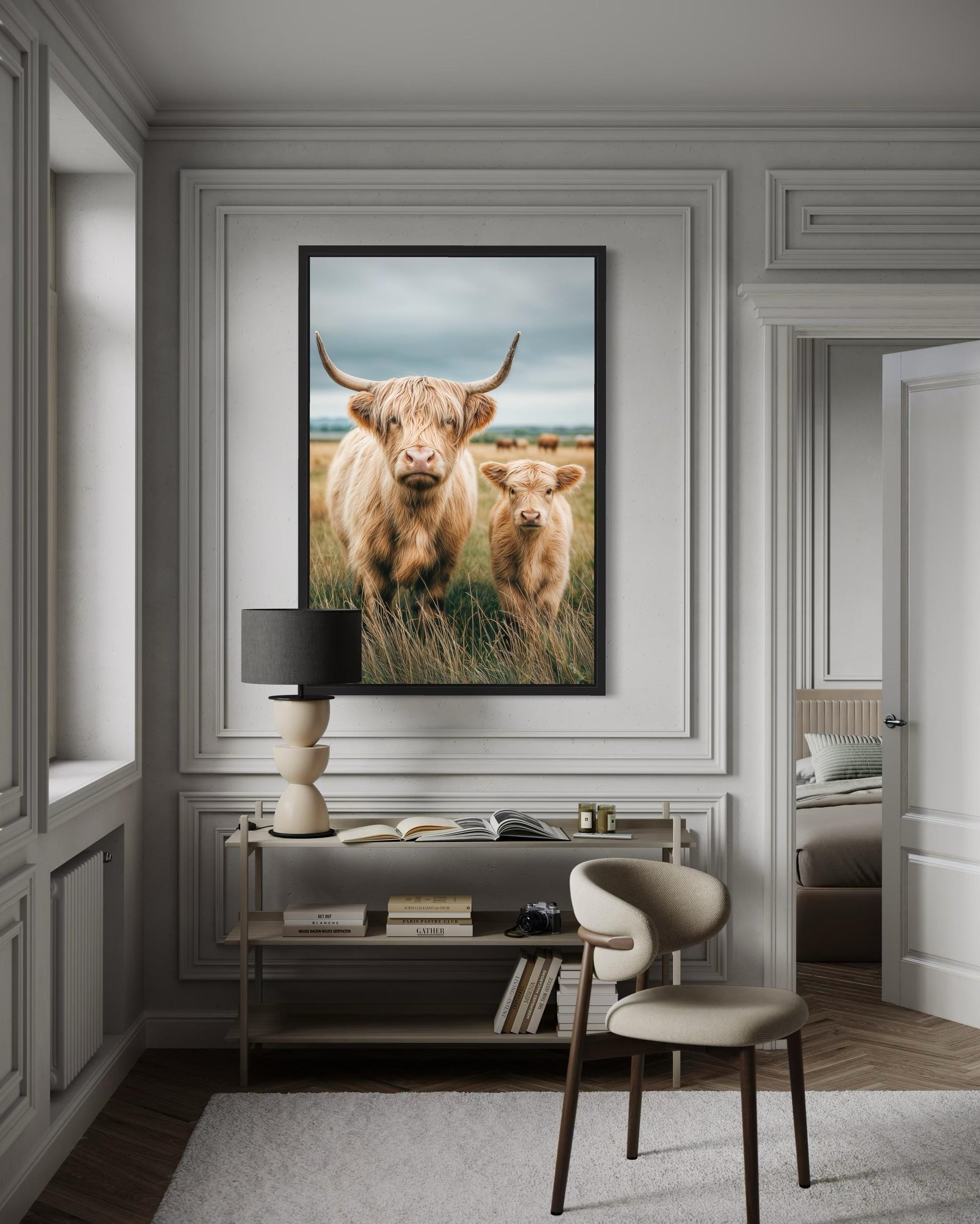 Highland Cow and Calf Photography Style Wall Art