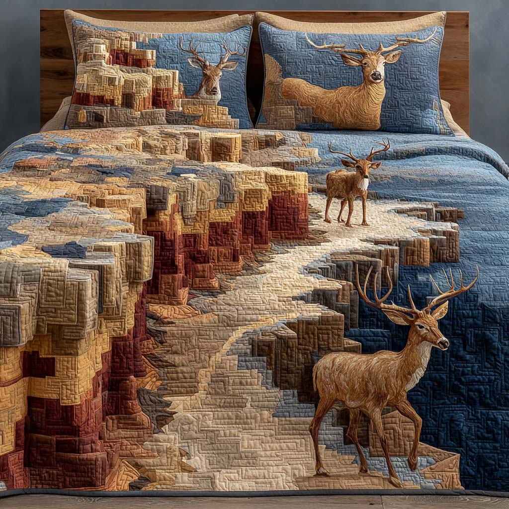 Highland Deer 3-Piece Quilted Bedding Set - Single (59" x 70")