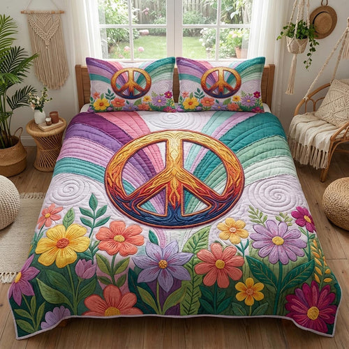 Hippie Spirit 3-Piece Quilted Bedding Set - Single (59" x 70")