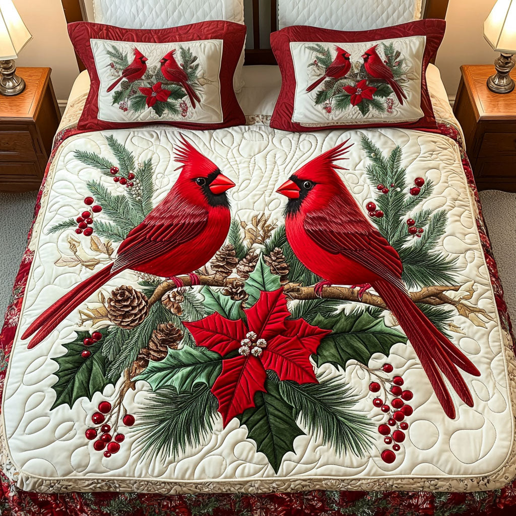 Single (59'' x 70'') /Holiday Blossoms 3-Piece Quilted Bedding Set