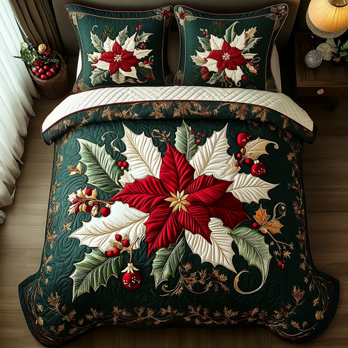 Holiday Bloom Quilted Bedding Set - Single (59" x 70")