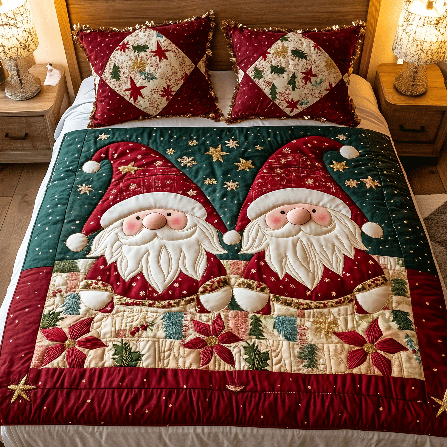 Holiday Gnomes 3-Piece Quilted Bedding Set - Single (59" x 70")