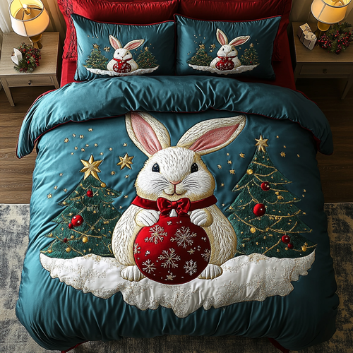 Holiday Hare Magic 3-Piece Quilted Bedding Set - Single (59" x 70")
