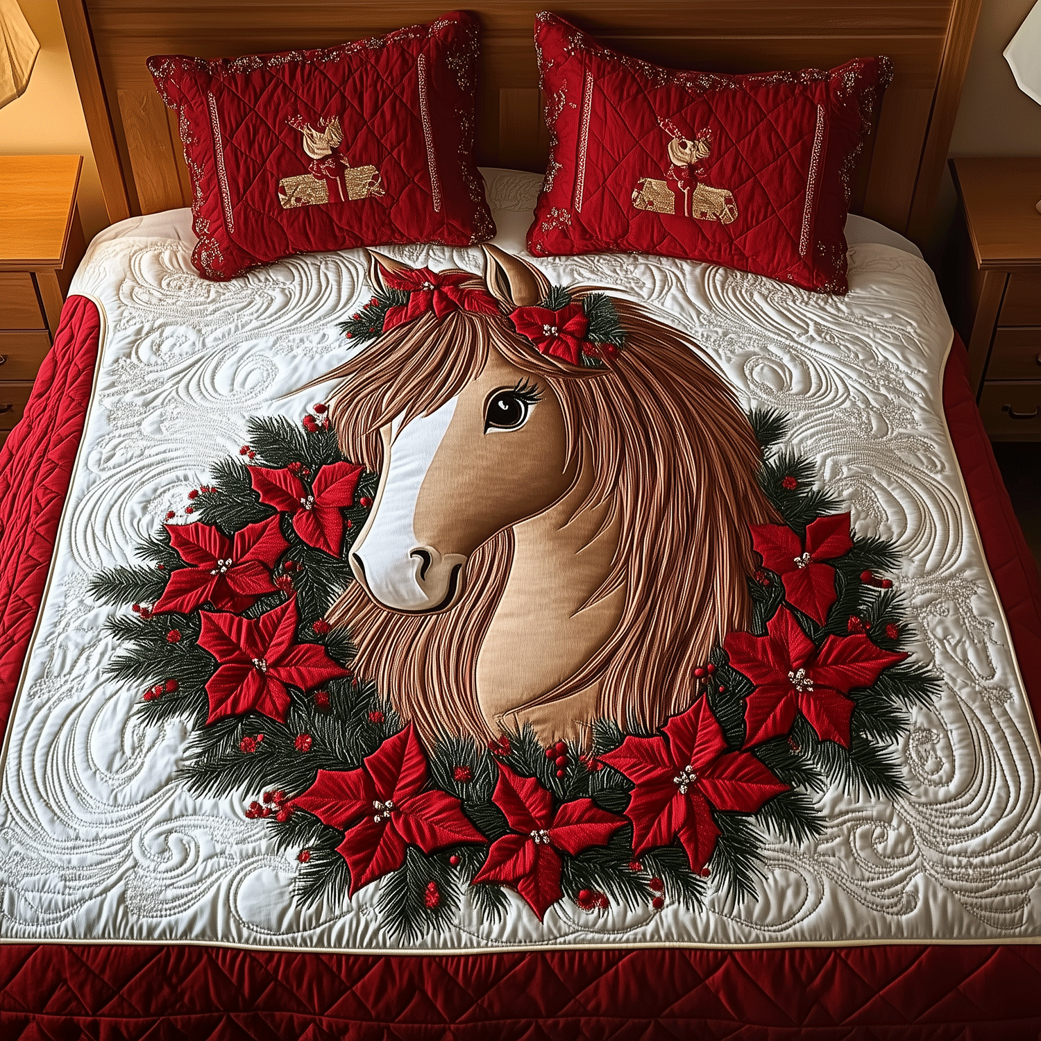 Holiday Pony Bliss 3-Piece Quilted Bedding Set - Single (59" x 70")