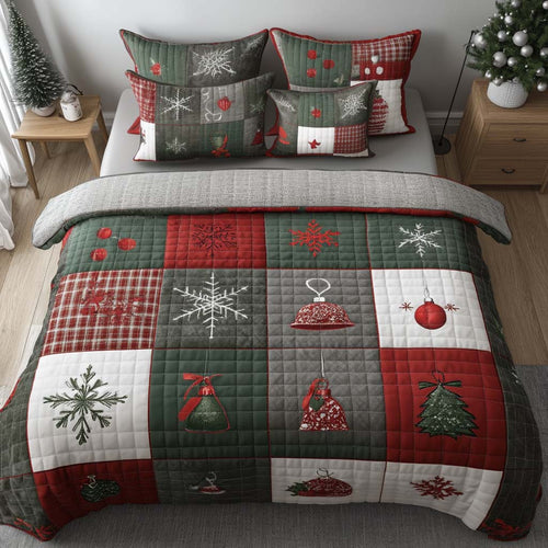 Holiday Sparkle 3-Piece Quilted Bedding Set - Single (59" x 70")