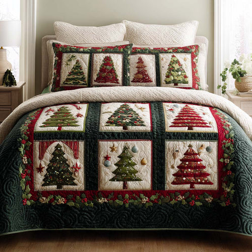 Holiday Trees 3-Piece Quilted bedding Set - Single (59" x 70")