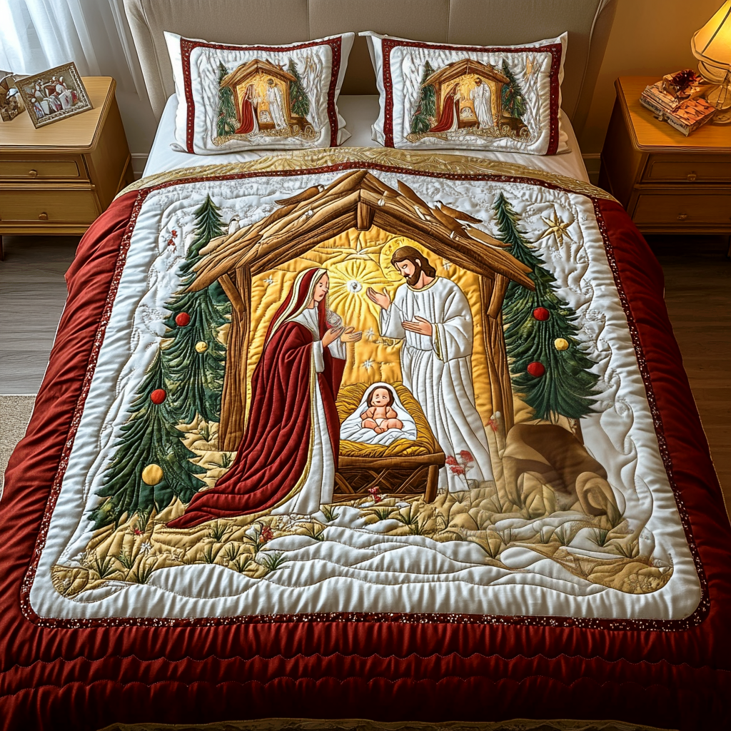 Holy Family Haven 3-Piece Quilted Bedding Set - Single (59" x 70")