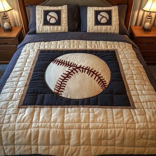 Home Run Haven 3-Piece Quilted Bedding Set - Single (59" x 70")