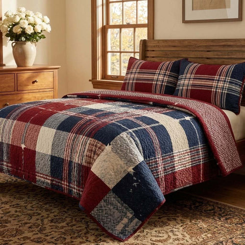 Homestead Plaid 3-Piece Quilted Bedding Set - Single (59" x 70")