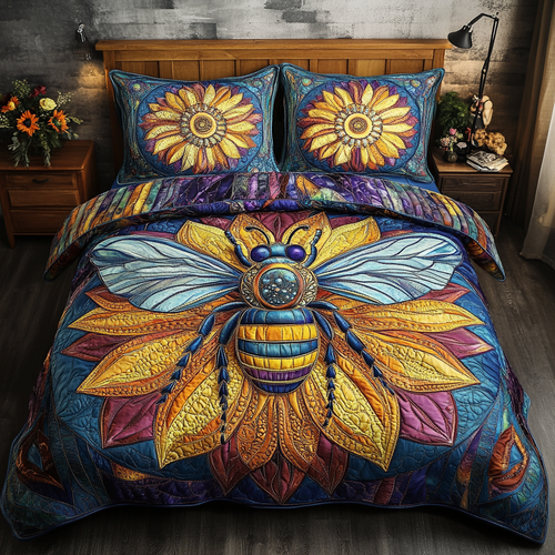 Honey Bloom 3-Piece Quilted Bedding Set - Single (59" x 70")