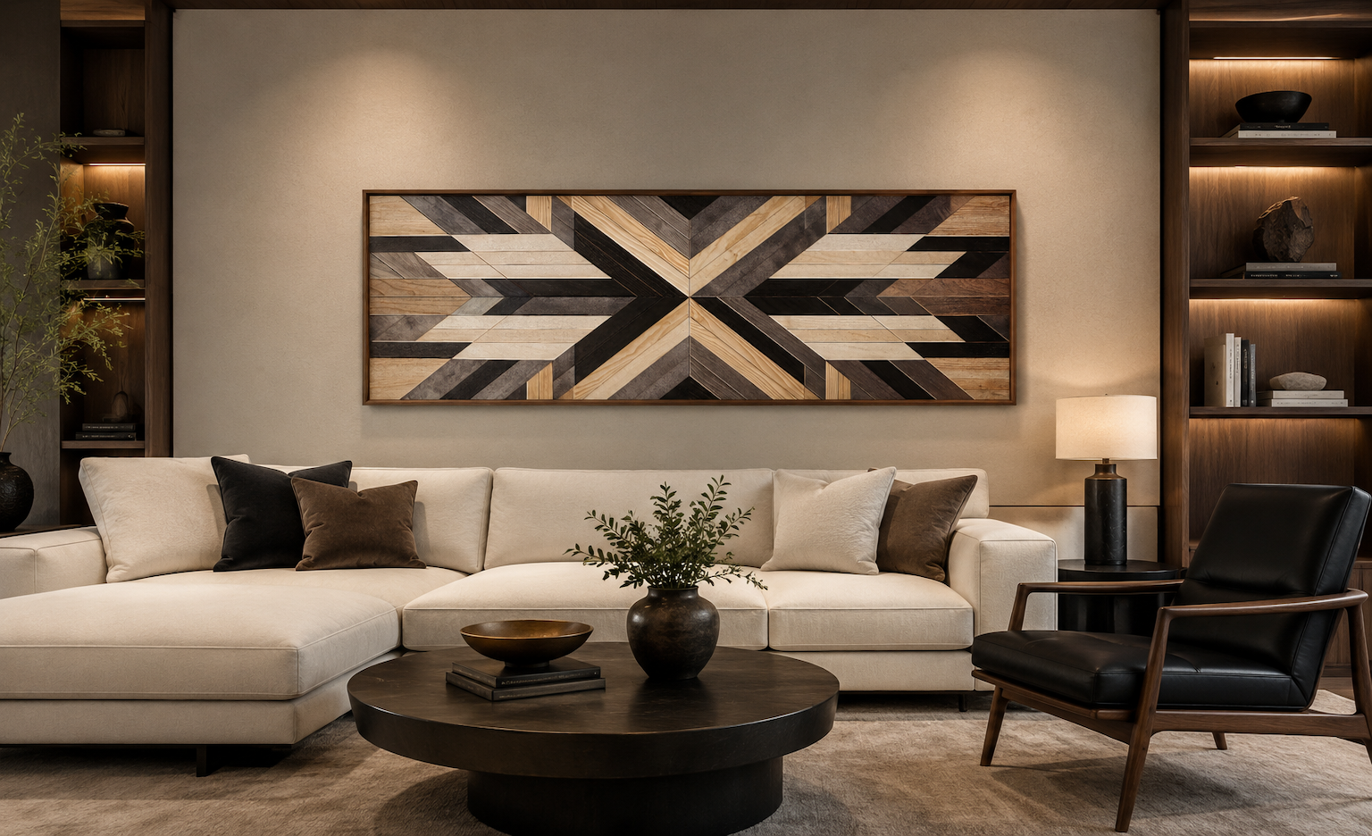 Aztec Inspired Wood Painting Horizontal Southwestern Canvas Wall Art