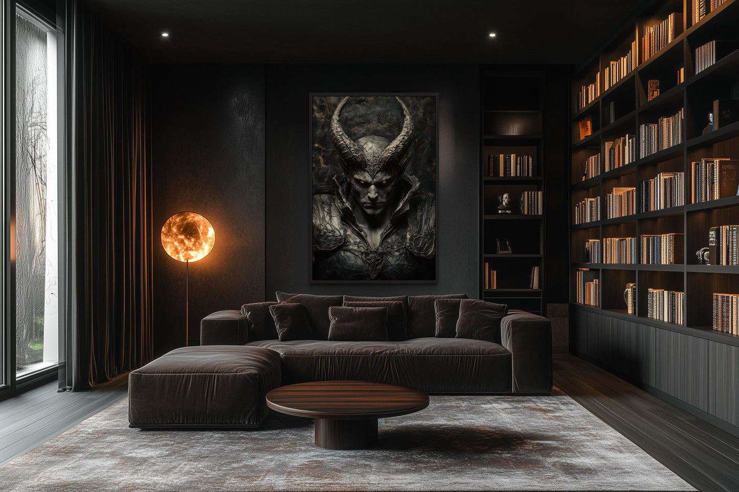 Horned Demon Warrior Gothic Canvas Wall Art For Man Cave Decor