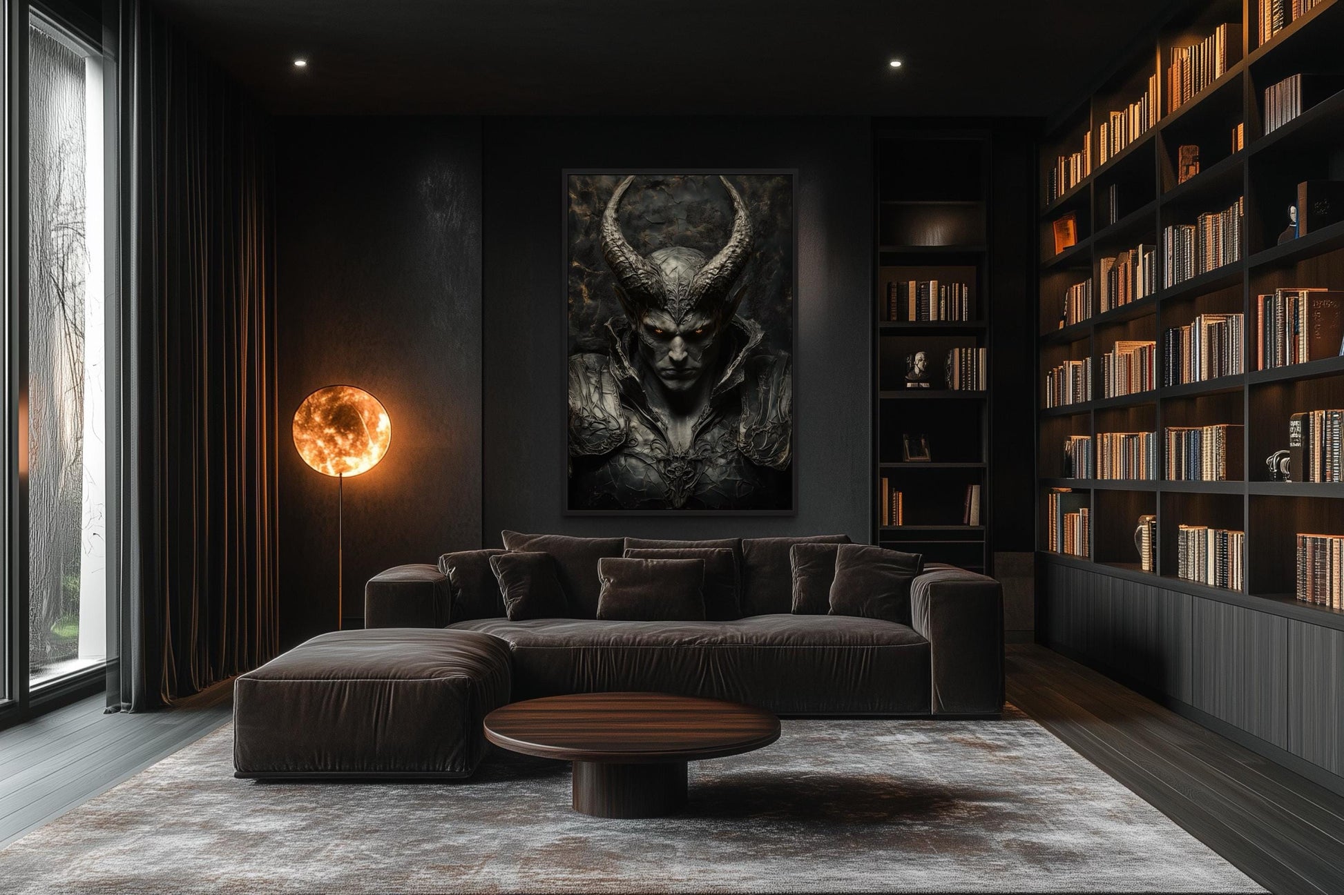 Horned Demon Warrior Gothic Canvas Wall Art For Man Cave Decor