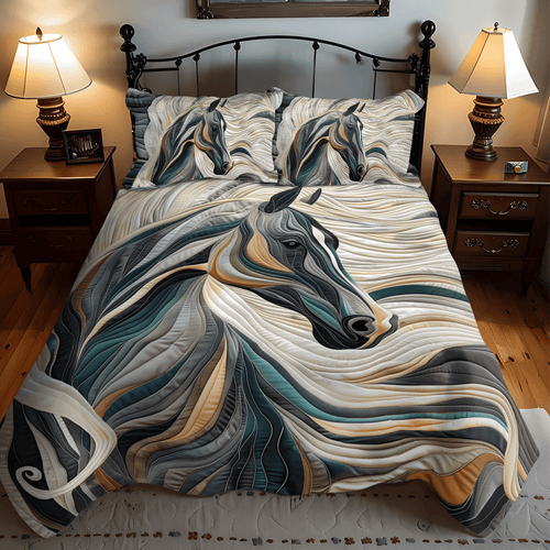 Horse Grace 3-Piece Quilted Bedding Set - Single (59" x 70")