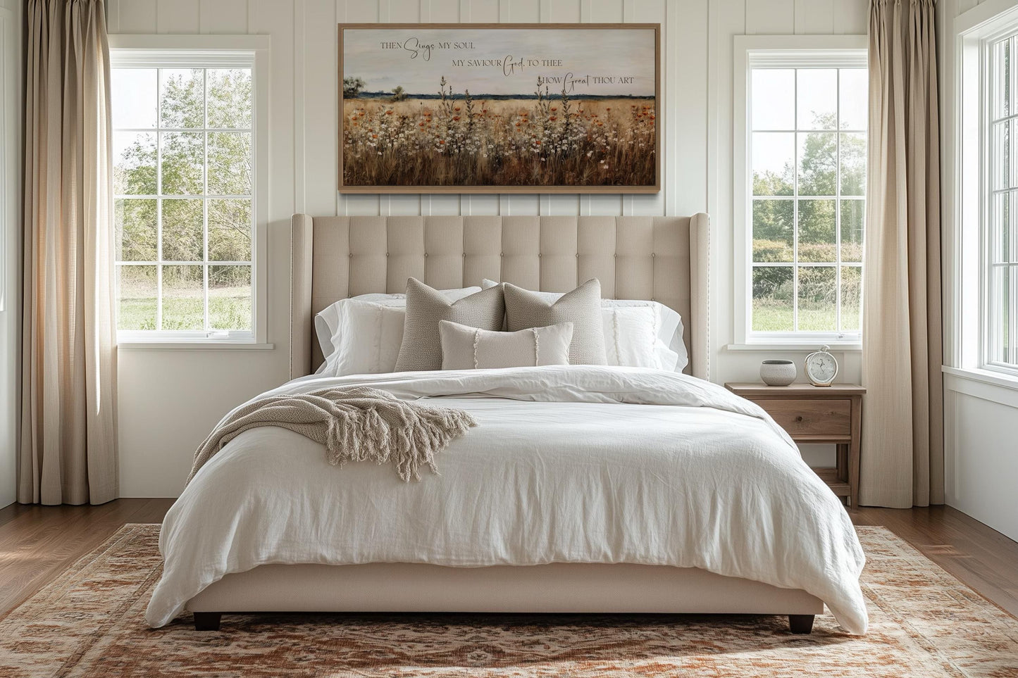 How Great Thou Art Quote Over Meadow Flowers Canvas Wall Art