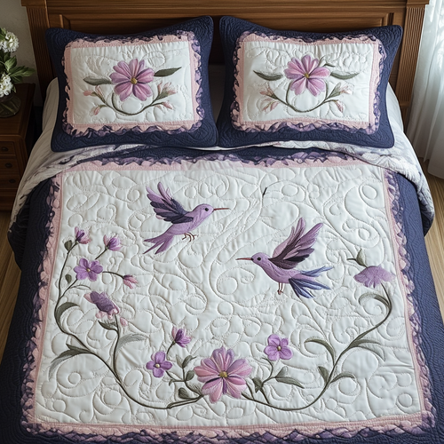 Humming Harmony Quilted Bedding Set - Single (59" x 70")