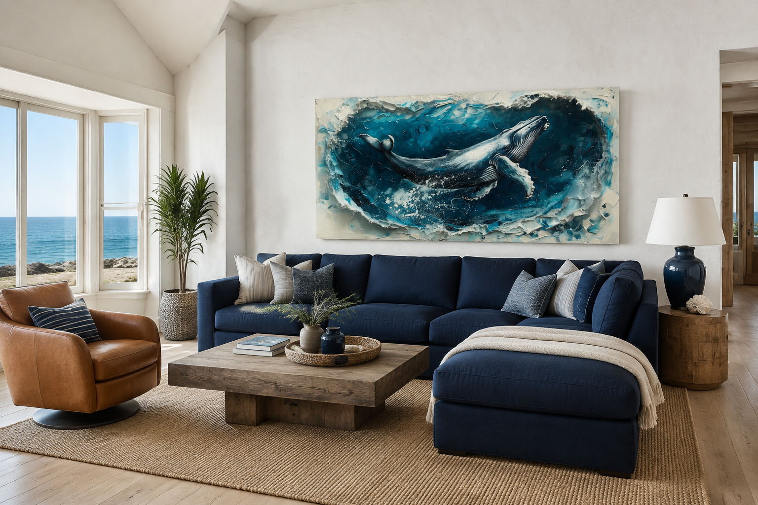 Humpback Whale Wall Art – Panoramic Ocean Wave Canvas | Nautical Wall Decor