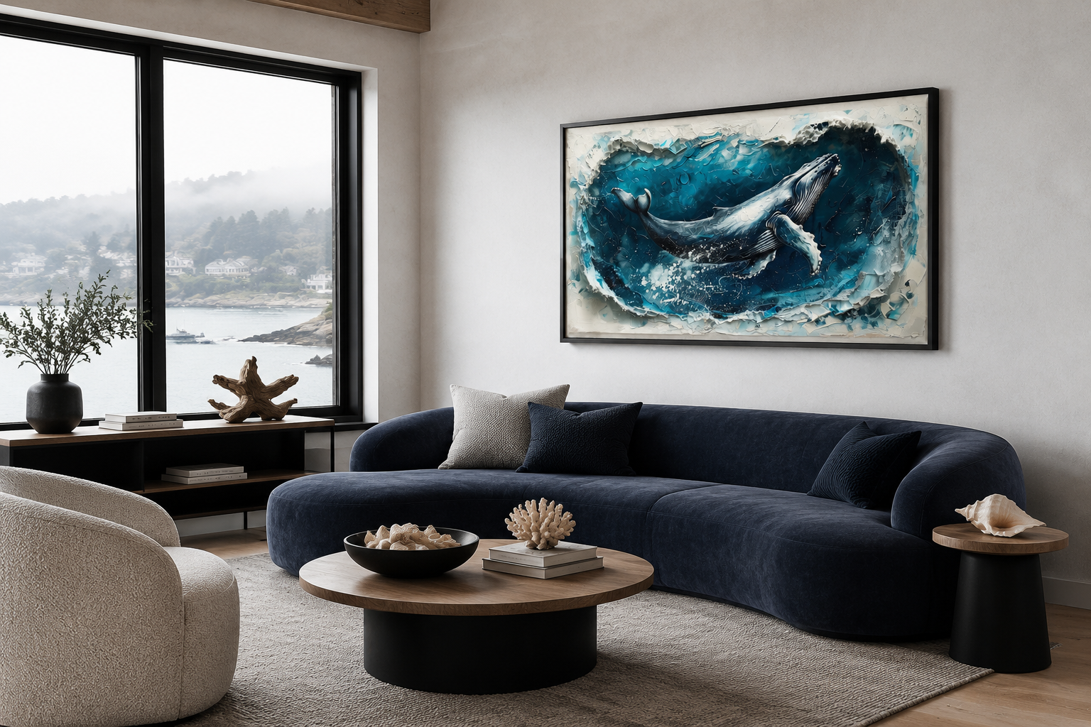 Humpback Whale Wall Art – Panoramic Ocean Wave Canvas | Nautical Wall Decor