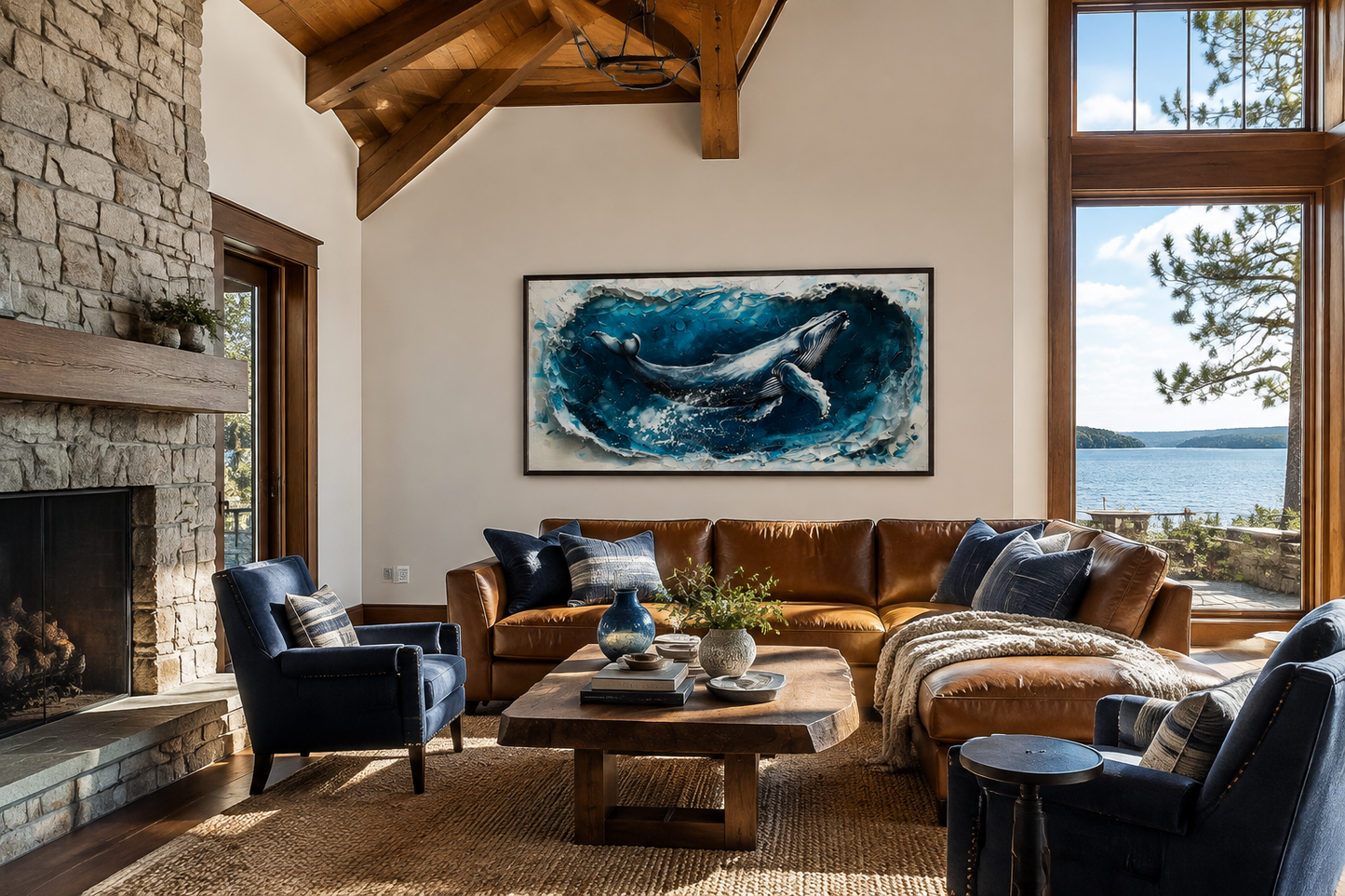 Humpback Whale Wall Art – Panoramic Ocean Wave Canvas | Nautical Wall Decor