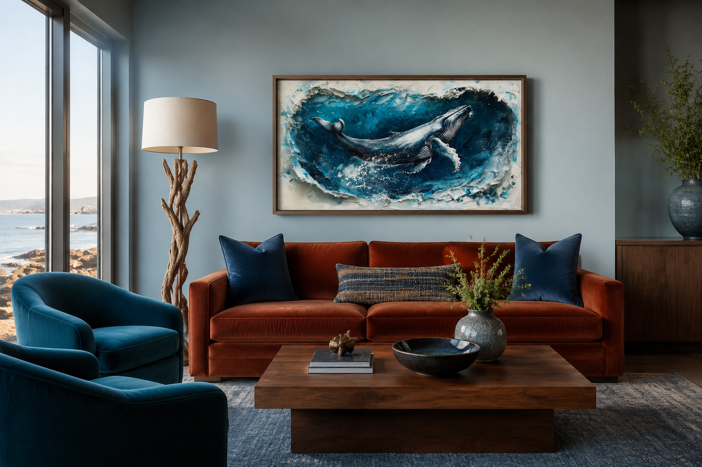 Humpback Whale Wall Art – Panoramic Ocean Wave Canvas | Nautical Wall Decor